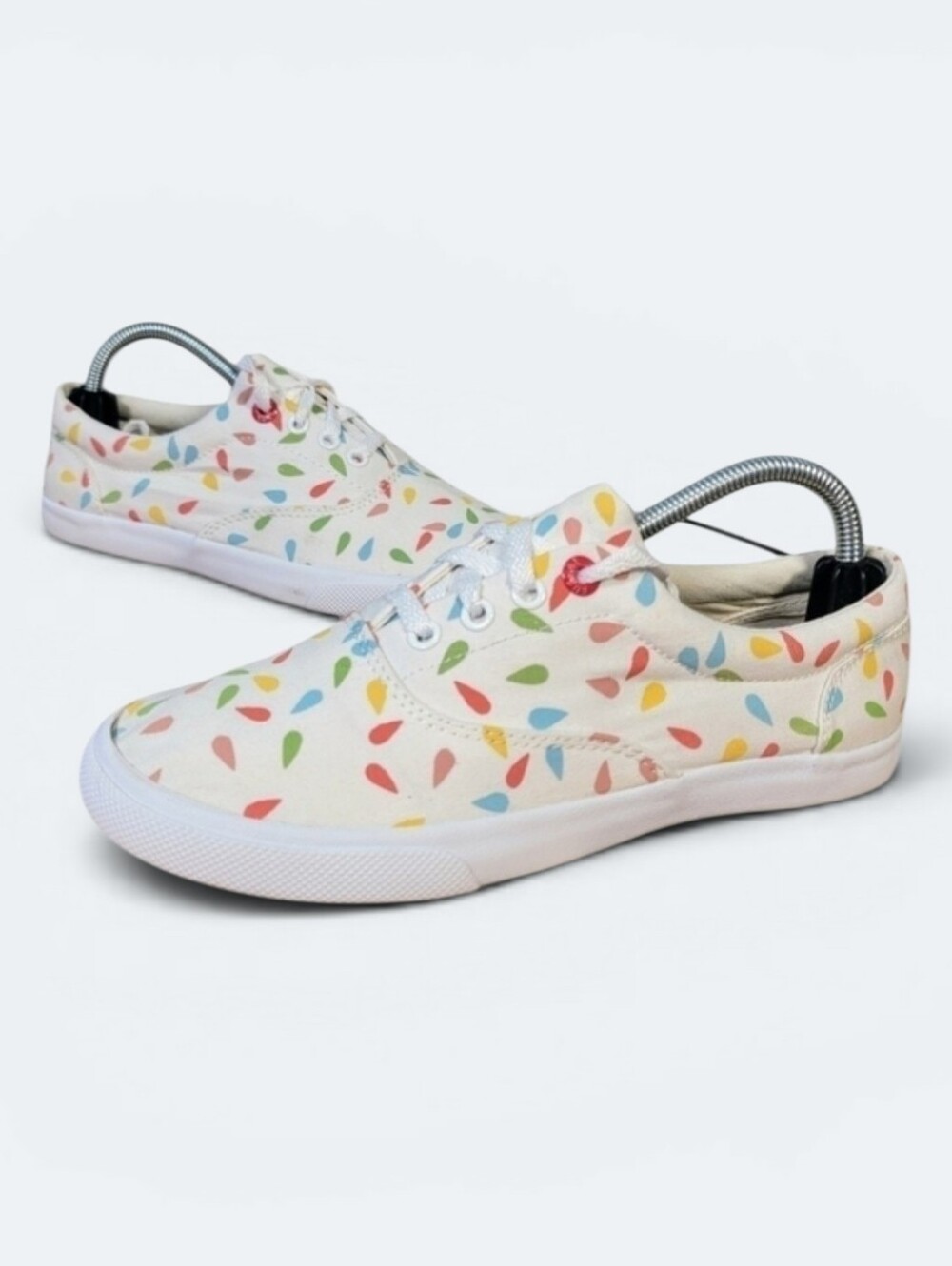 Bucketfeet Multi Color Rain Drop Print Canvas Sneakers Lace Up Size 6